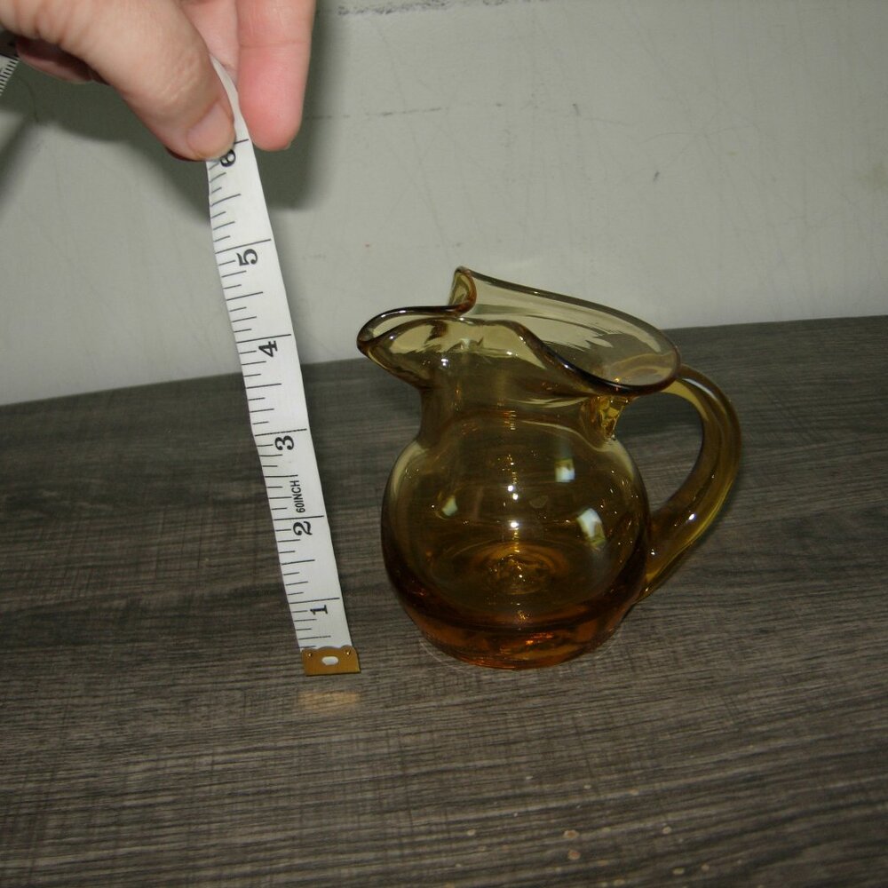 60's Short Amber Glass Pitcher